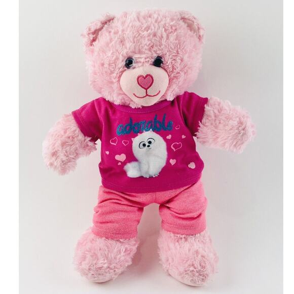 Build A Bear Plush Teddy Pink Soft Heart Nose Stuffed Animal Kitty White Scruffy - Picture 4 of 11